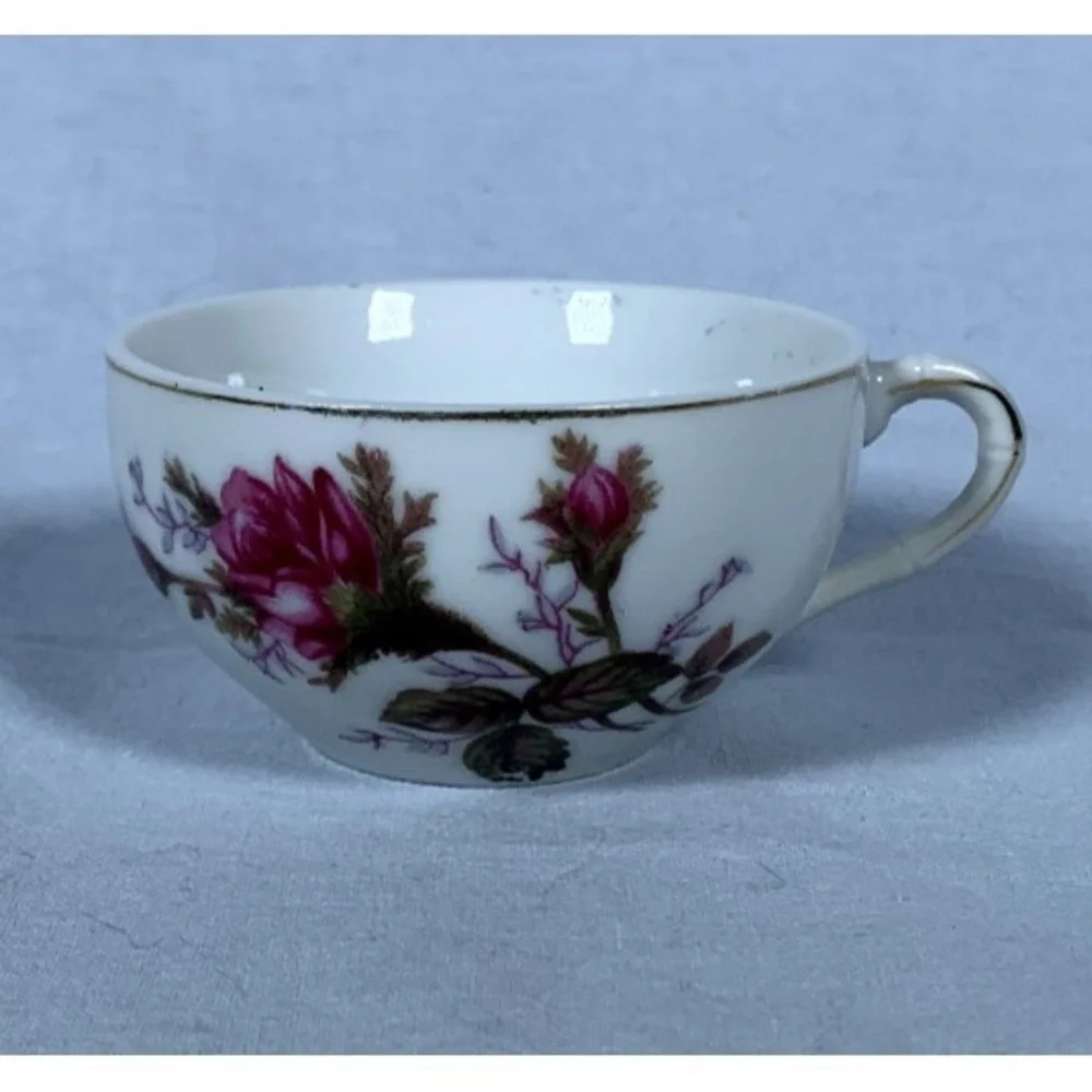 15 Pc Mini Porcelain Moss Rose Dish Set Hand Painted Gold Trim Japan